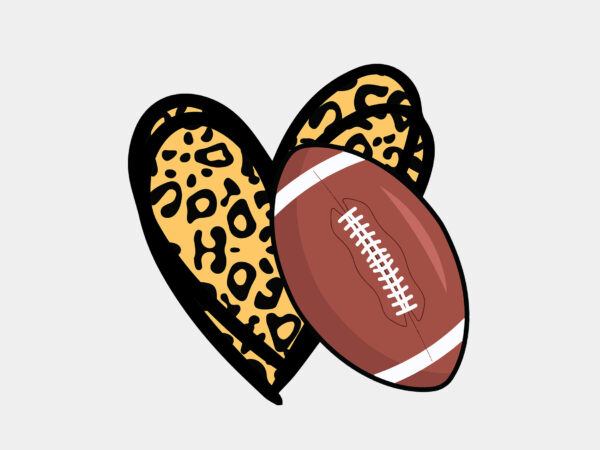 Football love heart leopard print editable tshirt design