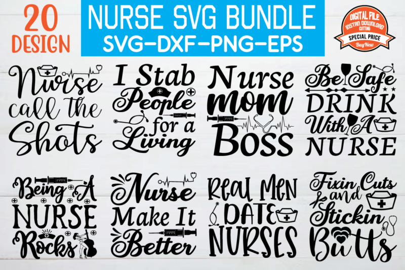 Nurse svg bundle t shirt vector artwork