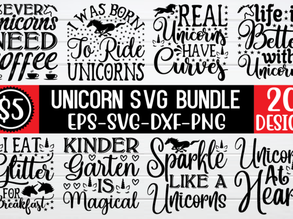 Unicorn svg design bundle for sale!