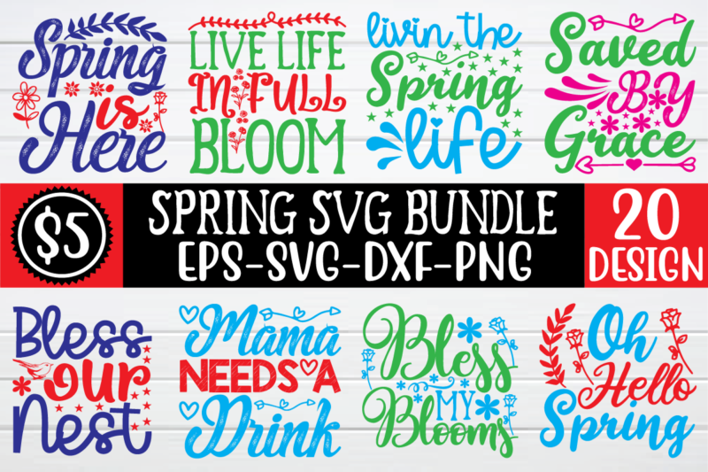 Spring svg bundle t shirt template vector