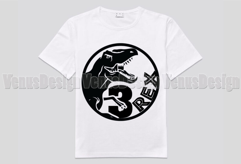 Three Rex Birthday Dinosaur Editable Tshirt Design