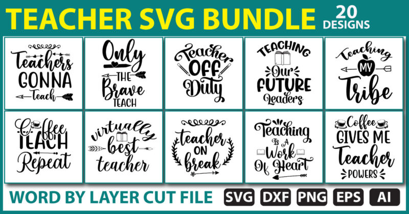 Teacher SVG Bundle - Buy t-shirt designs