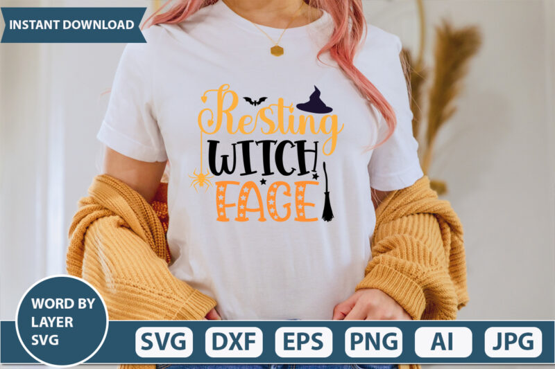 Resting witch face SVG Vector for t-shirt