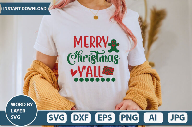 MERRY CHRISTMAS Y’ALL SVG Vector for t-shirt