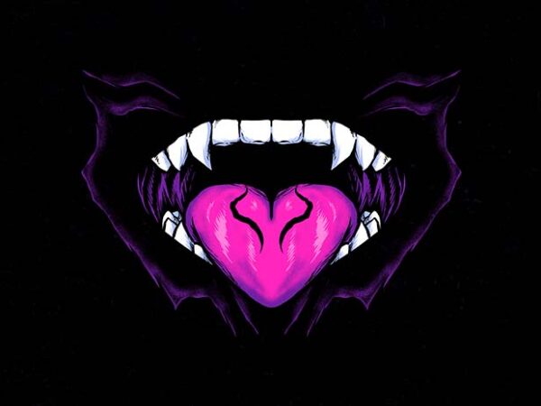 Vampire Teeth Design In Black Background Kids T-Shirt for Sale by