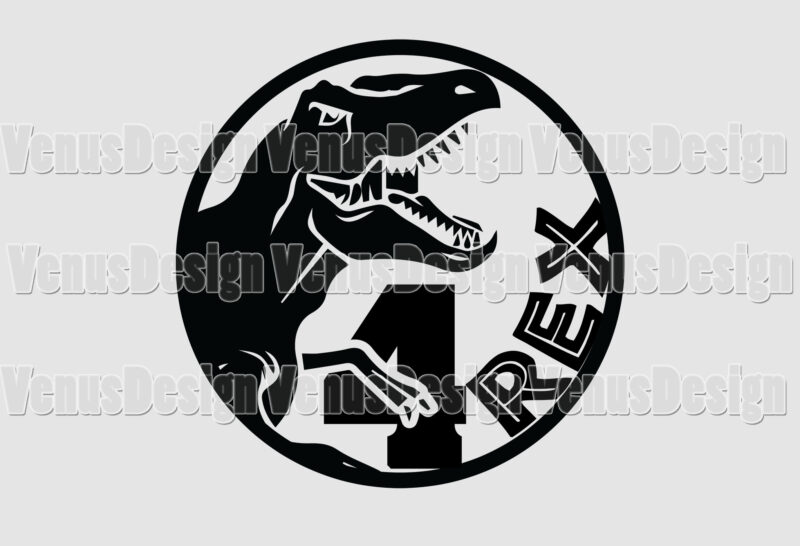 Four Rex Birthday T Rex Dinosaur Editable Tshirt Design