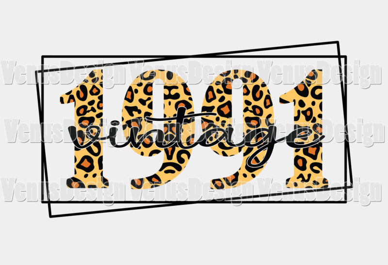 Vintage 1991 Leopard Print Editable Tshirt Design