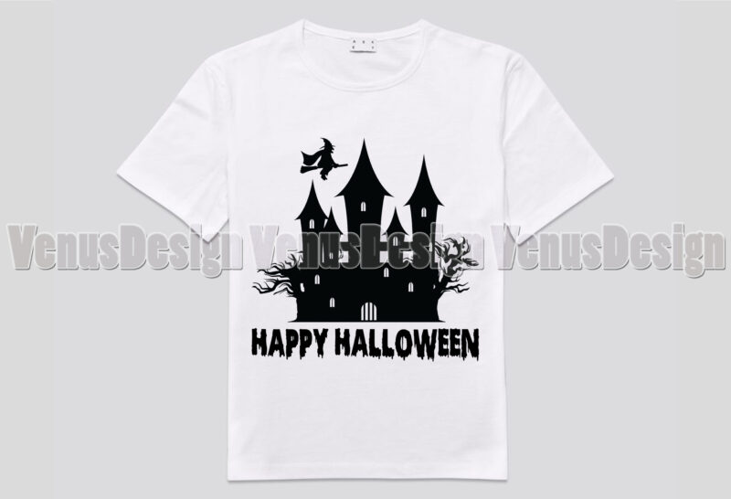 Happy Halloween Haunted House Editable Tshirt Design