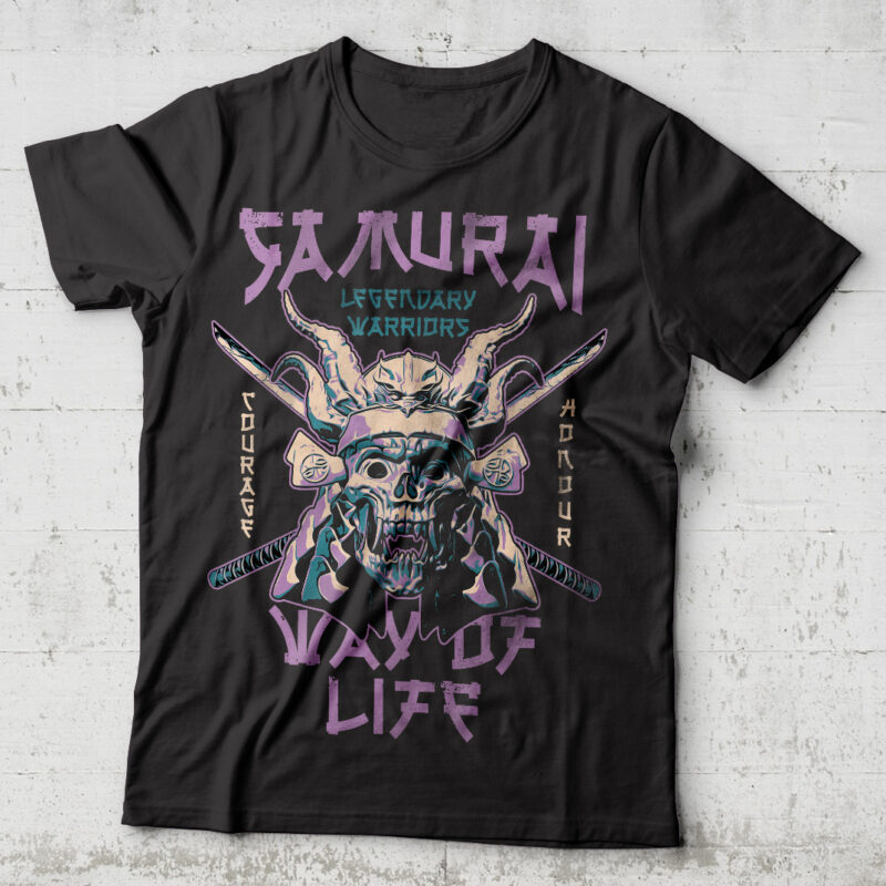 Samurai. Editable t-shirt design.