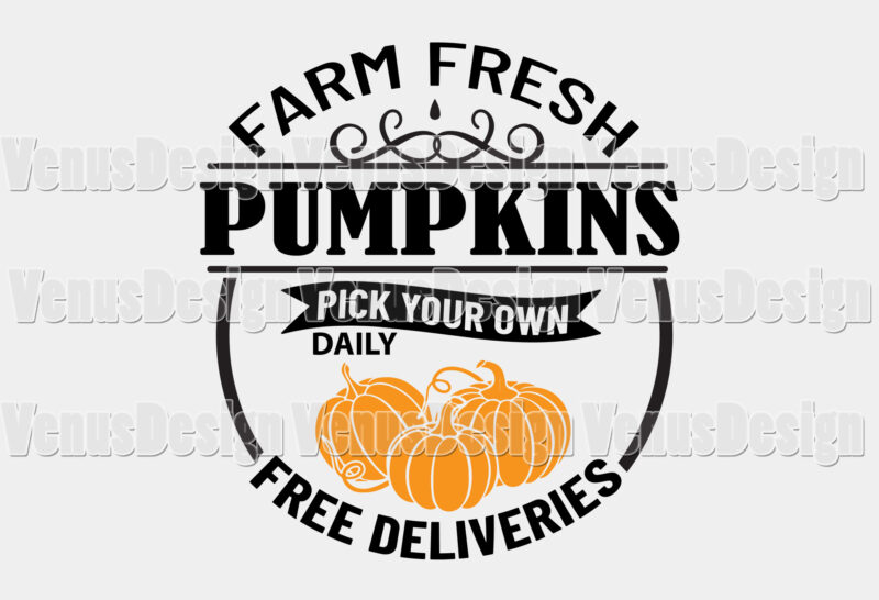 Farm Fresh Pumpkins Sign Svg Editable Design