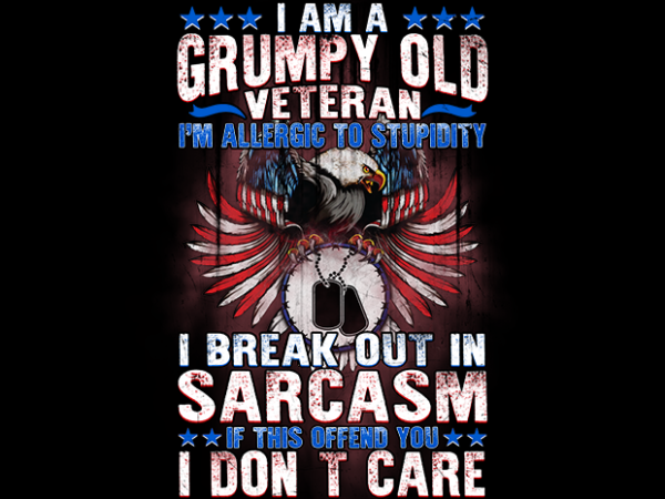 Grumpy old veteran t shirt design template