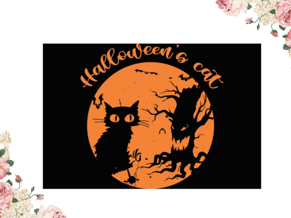 Halloween cat gifts diy crafts svg files for cricut, silhouette sublimation files graphic t shirt