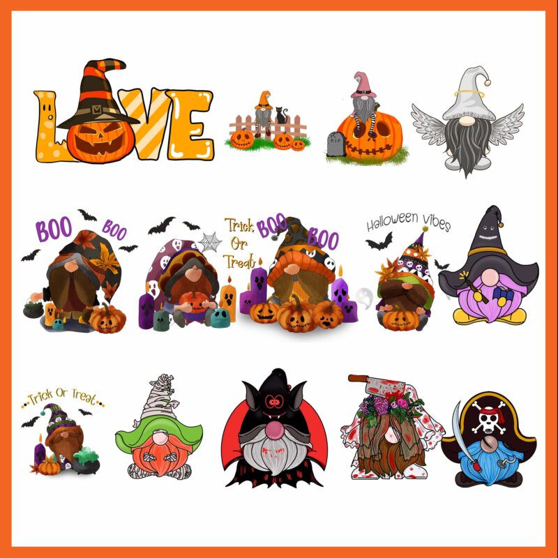 Bundle Halloween Gnome Png, Halloween Gnome, Halloween Gnome png, Gnome Png, Gnome vector, Gnome ghost, Gnome halloween