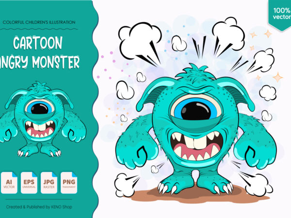 Cartoon one eyed monster. t shirt vector file