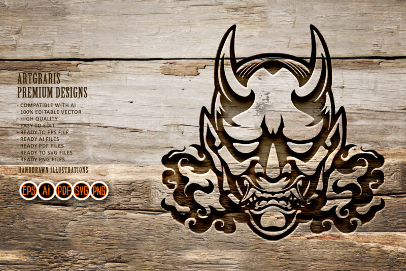 Japanese Hannya Mask Silhouette