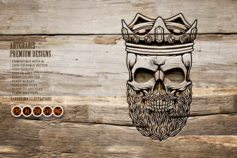 King Skull Clipart Silhouette