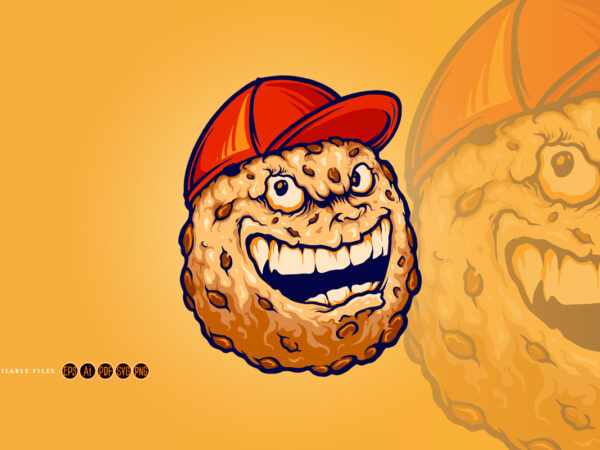 Smiley chocolate cookies biscuit hat mascot t shirt template vector