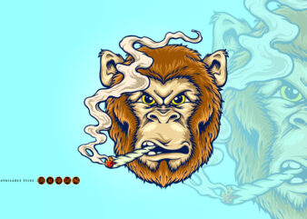 Smoke Angry Monkey Illustrations t shirt template vector