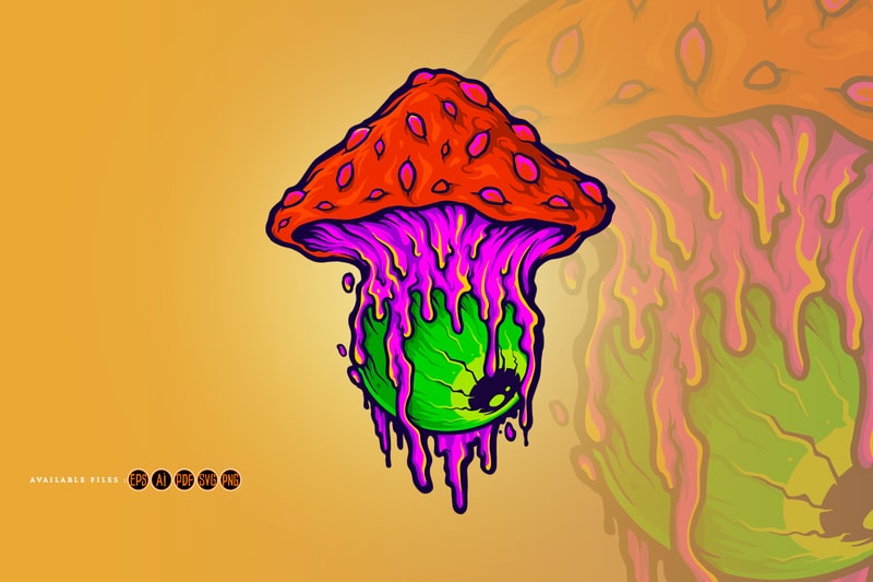 Red Fungus Eye Melt Mushrooms Mascot - Buy t-shirt designs