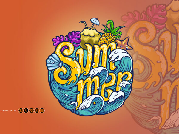 Summer wave typeface tropical design