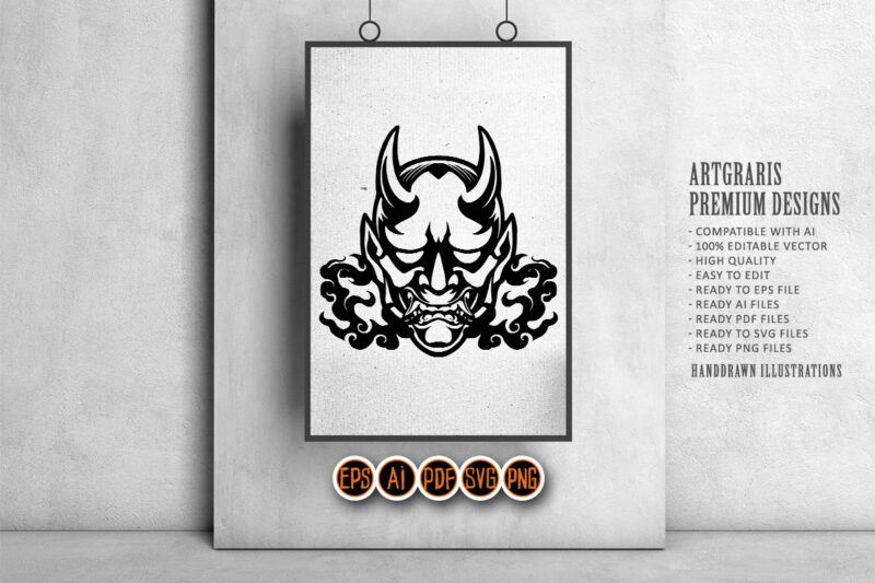 Japanese Hannya Mask Silhouette