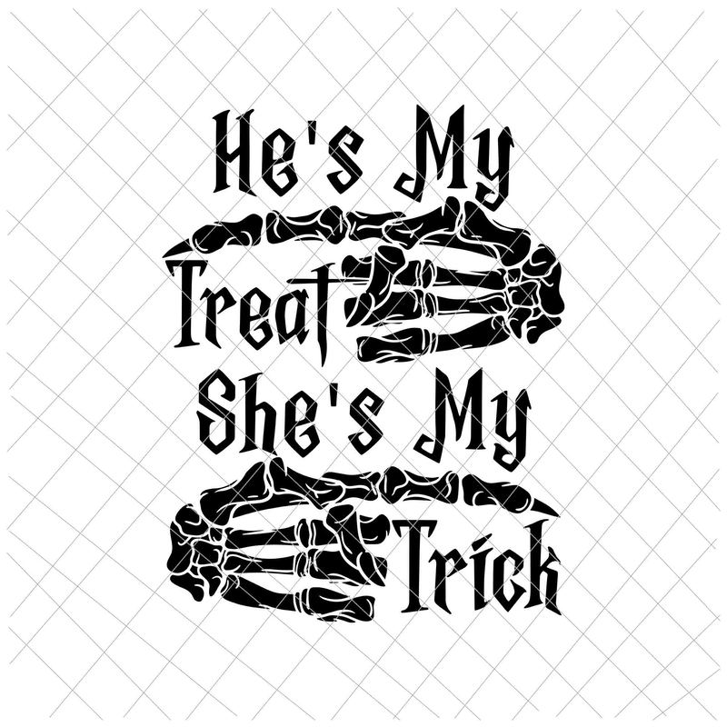 He's My Treat Svg, She's My Trick Svg, Funny Halloween Couples Svg