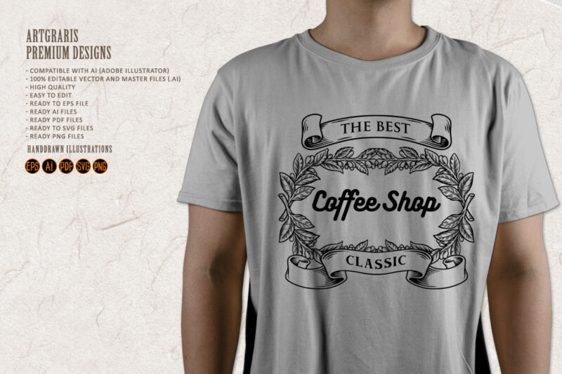 Coffee Shop Classic with Vintage ribbon Silhouette