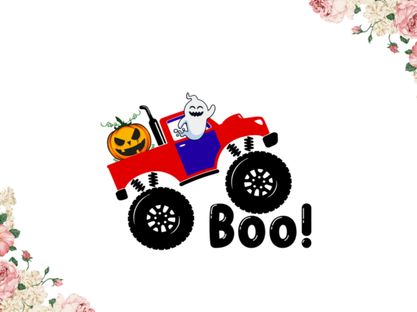 Halloween 2021, boo red monster truck diy crafts svg files for cricut, silhouette sublimation files graphic t shirt