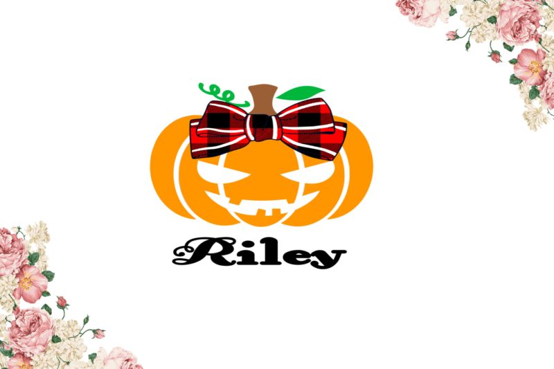 Riley Pumpkin Cameo Htv Prints, Halloween Gift Diy Crafts Svg Files For Cricut, Silhouette Sublimation Files