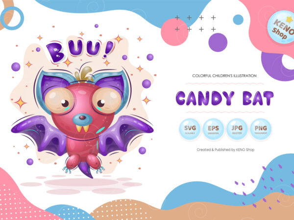 Cartoon candy bat. t shirt vector file