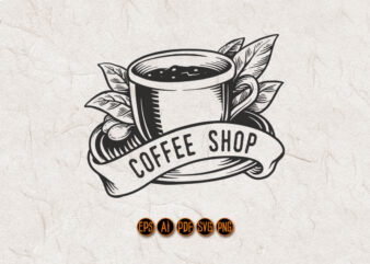 Coffee Shop Simple Classic Silhouette Logo t shirt vector file