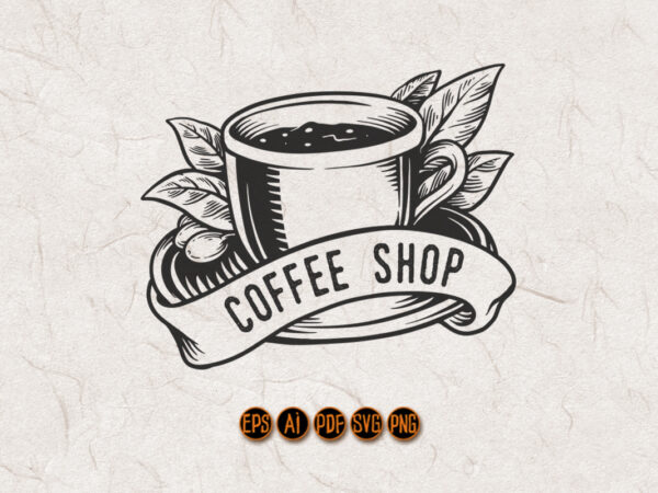 Coffee shop simple classic silhouette logo t shirt vector file