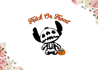 Halloween Night, Skeleton Stitch Trick Or Treat Diy Crafts Svg Files For Cricut, Silhouette Sublimation Files graphic t shirt