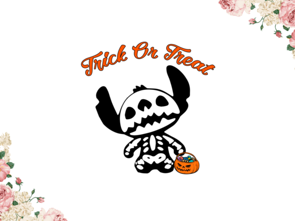 Halloween night, skeleton stitch trick or treat diy crafts svg files for cricut, silhouette sublimation files graphic t shirt