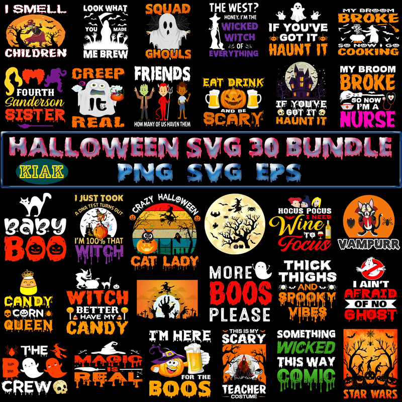 Halloween SVG 30 Bundle, T shirt Design Halloween SVG 30 Bundle ...