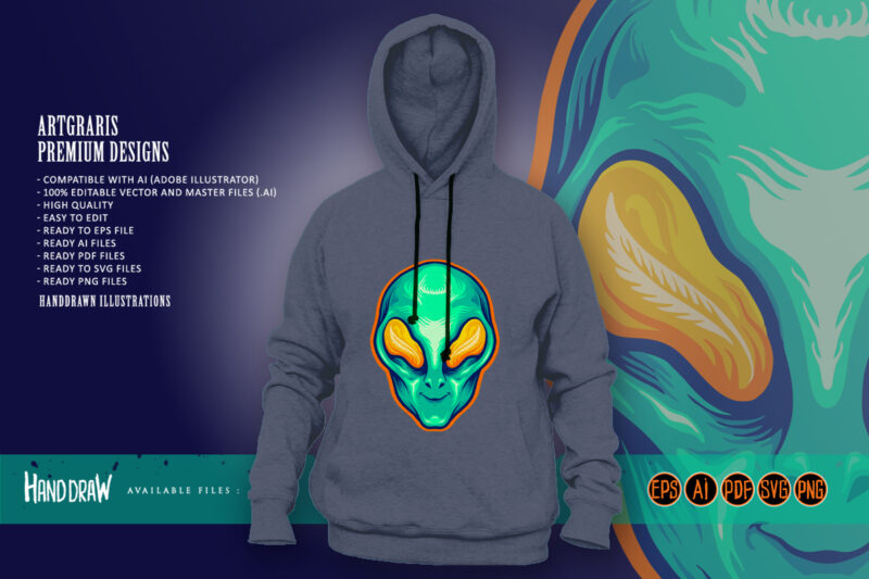 Head Alien Green Smile Cartoon Mascot