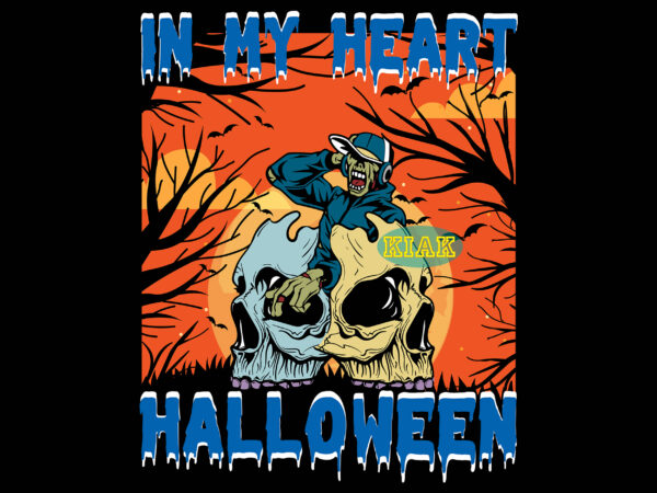 Skull and zombies scary, skull in my heart halloween, zombies in my heart halloween, skull svg, zombies svg, halloween, devil vector illustration, in my heart halloween, halloween death, pumpkin scary