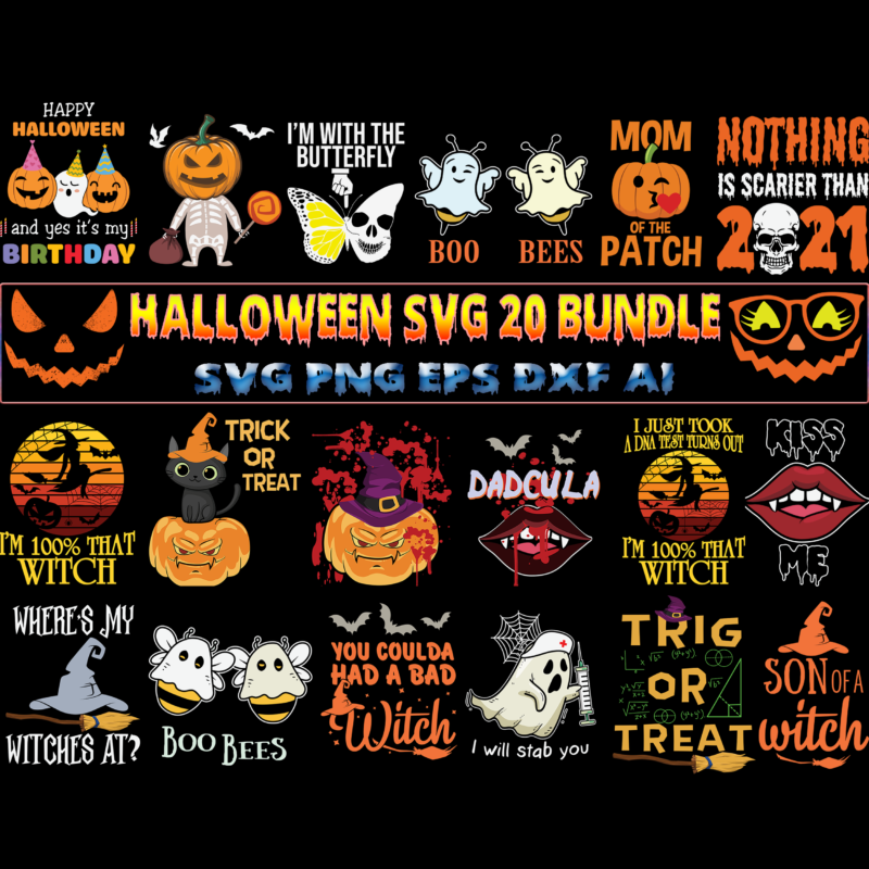 Halloween SVG T-Shirt Design 20 Bundle Part 5-6, Halloween SVG Bundle ...