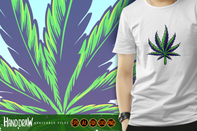 Medical Hand drawn Cannabis Leaf