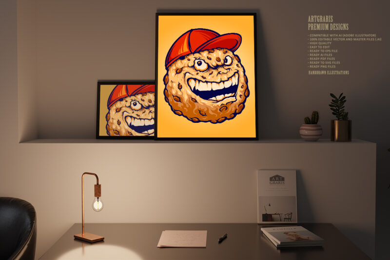 Smiley Chocolate Cookies Biscuit Hat mascot