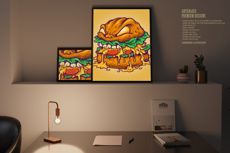 Monster Burger Fast Food Illustrations