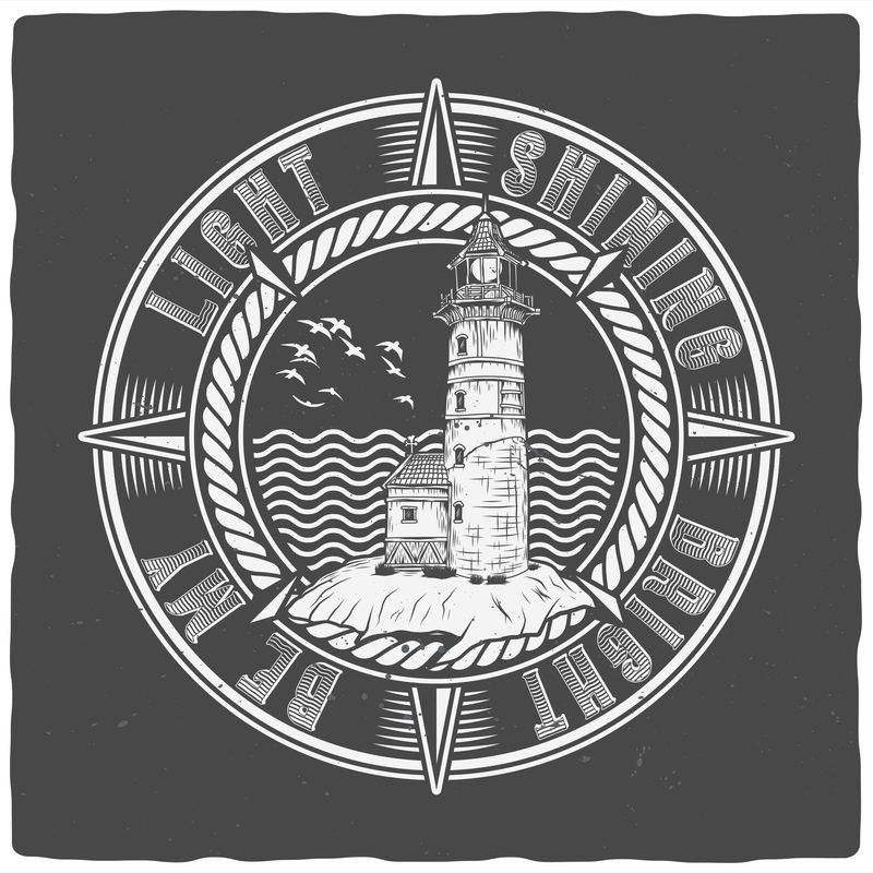 Lighthouse. Editable t-shirt design. - Buy t-shirt designs