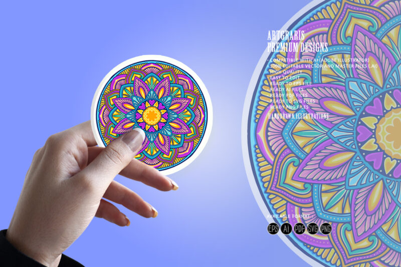 Mandala Colorful Love Leaf