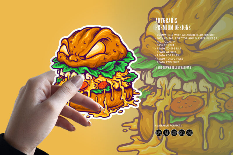 Monster Burger Fast Food Illustrations