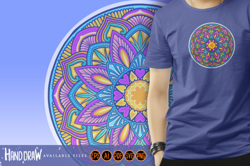 Mandala Colorful Love Leaf