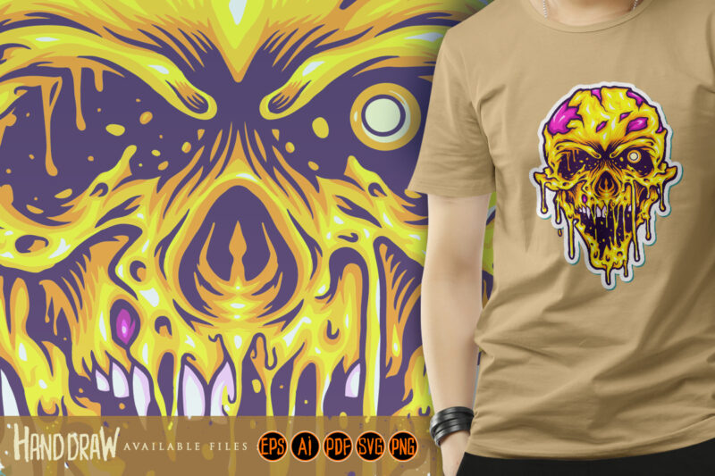 Head Yellow Zombie Horror Illustrations