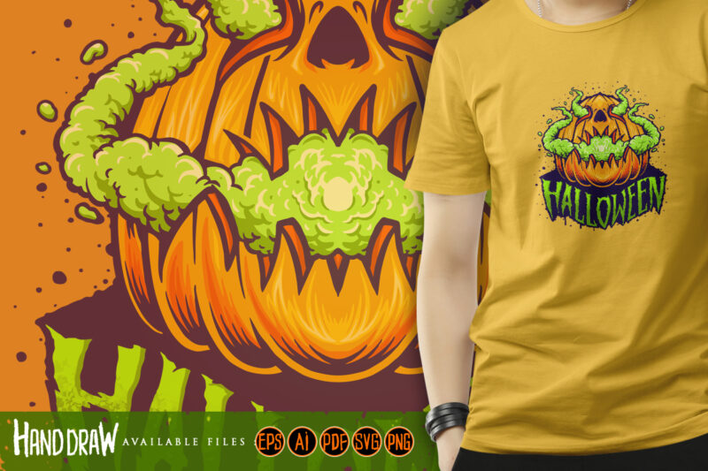 Pumpkin Smoke Halloween Spooky Illustration