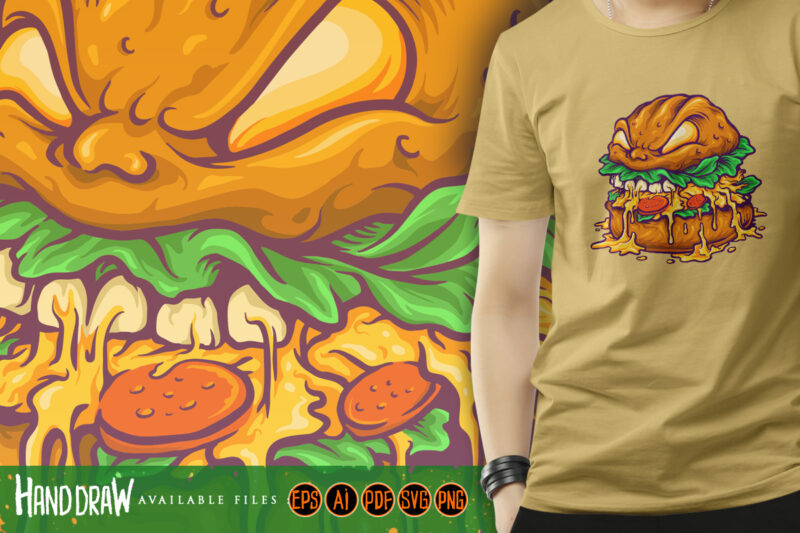 Monster Burger Fast Food Illustrations