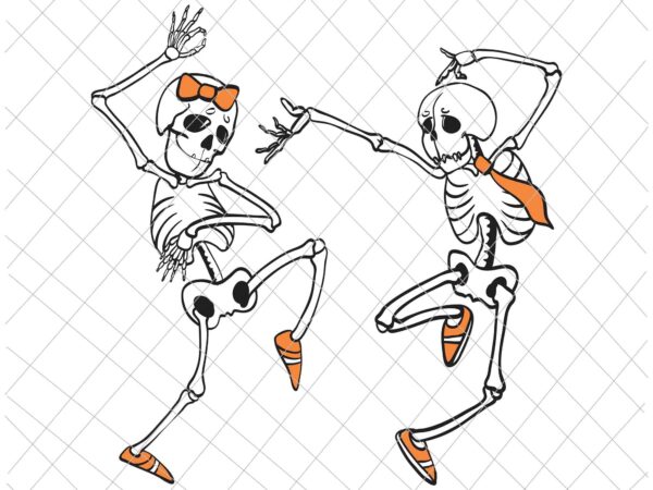 Dancing skeletons two halloween svg, skeletons halloween svg, skeletons dancing svg, dancing halloween svg t shirt vector illustration