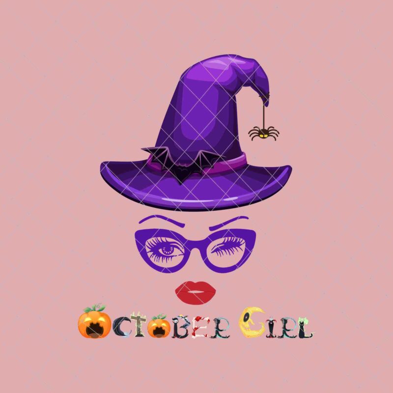 October Girl Halloween svg, Girl face eys svg,, October birthday svg, Witch birthday Halloween vector, Girl Halloween Svg